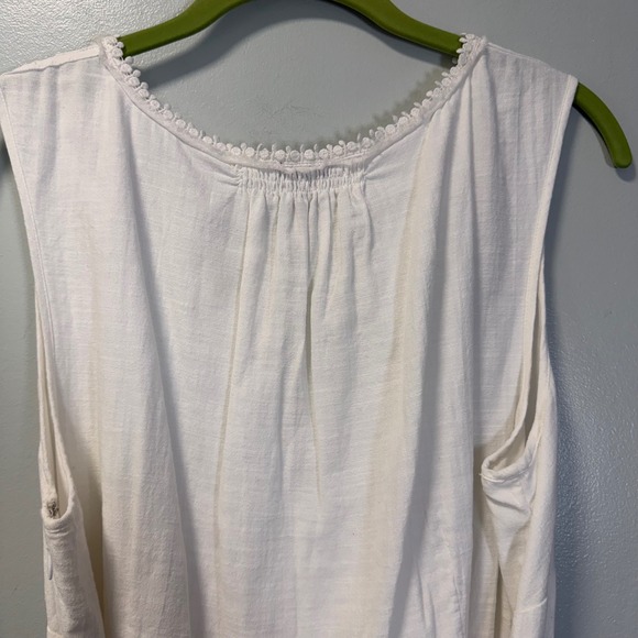 Talbots Woman White Cotton Eyelet Lace Maxi Dress Sleeveless 14W Side Zip Boho - Picture 6 of 10